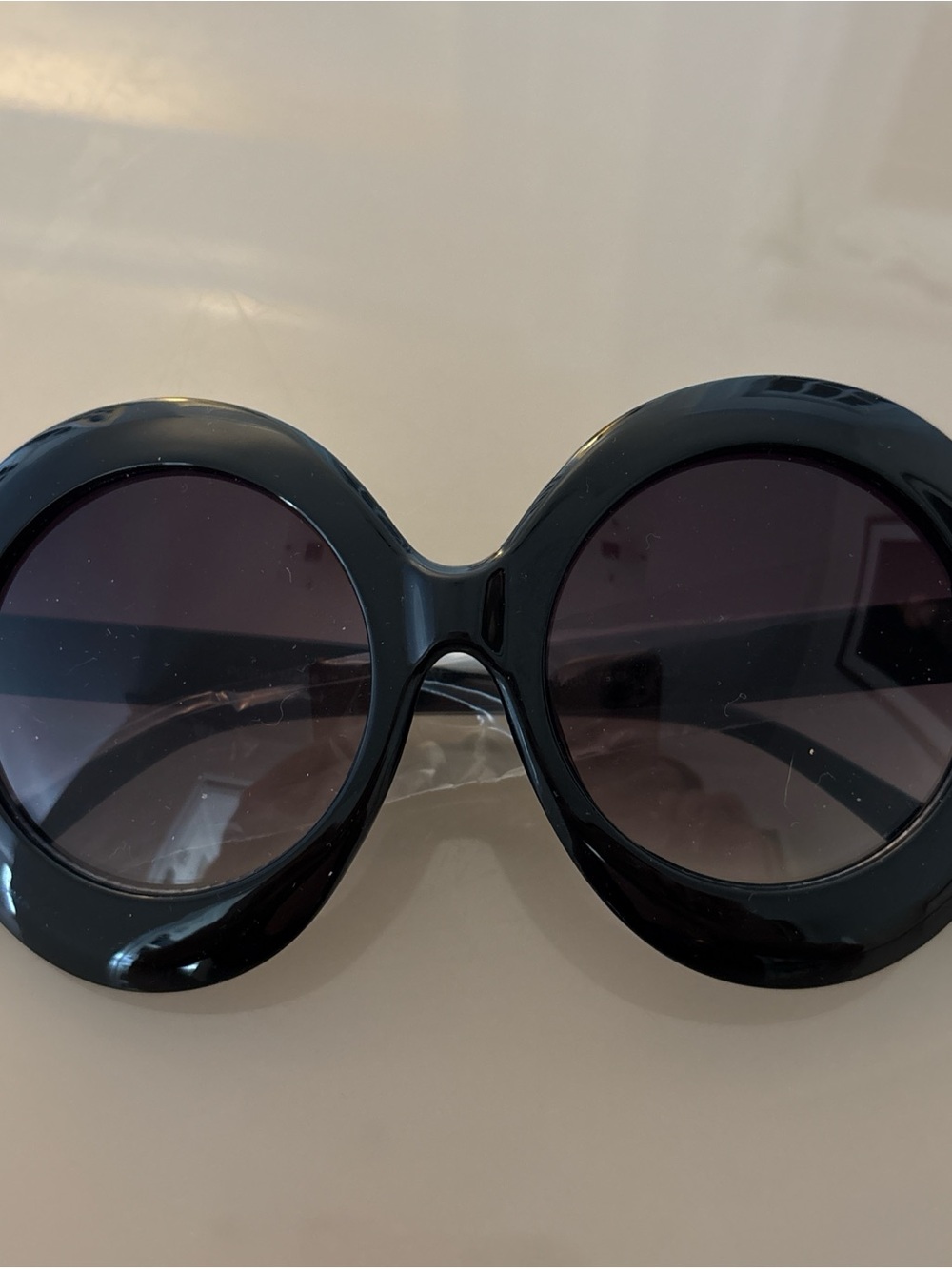 Women's Oversized Round oval shape Sunglasses - Black
